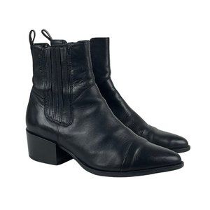 Vagabond Marja Black Leather Boots Women Size 38/US 8 Heel Pull On Shoes